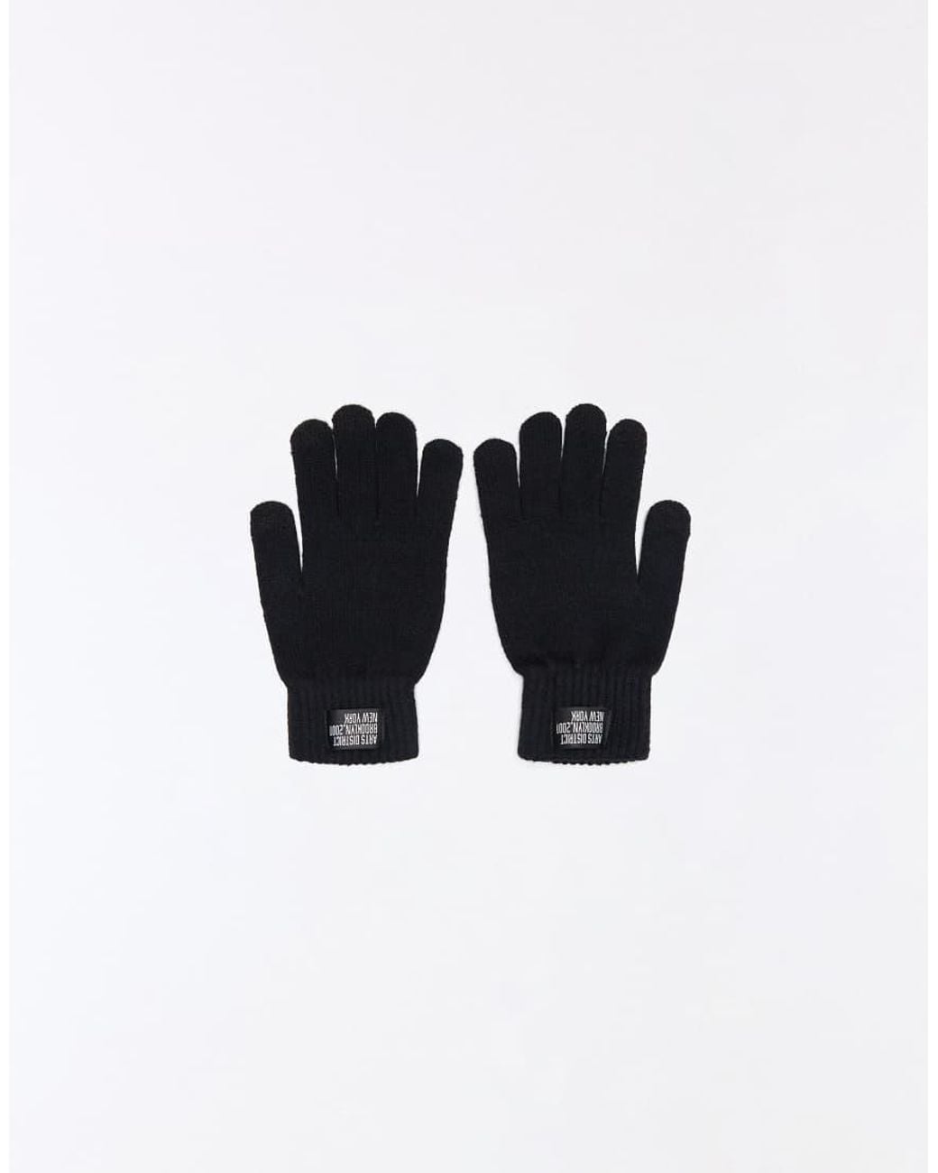 Bershka Blue Knit Gloves With Patch for men