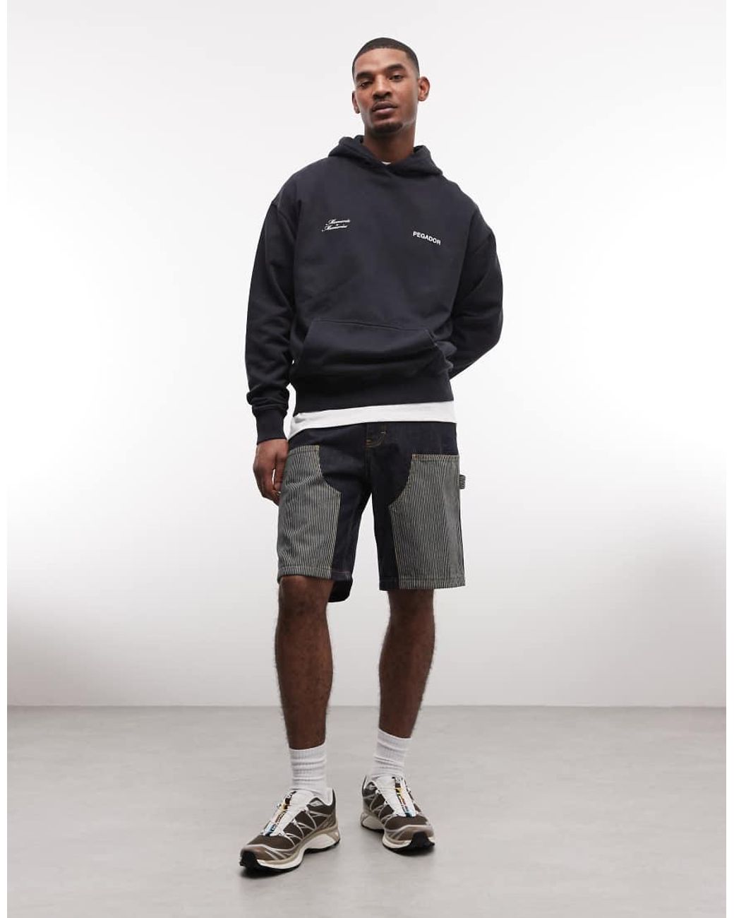 PEGADOR Black Rochefort Oversized Hoodie With Back Print Graphic for men