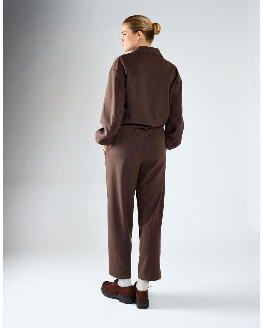 Glamorous Brown Elastic Waist Straight Leg Trousers