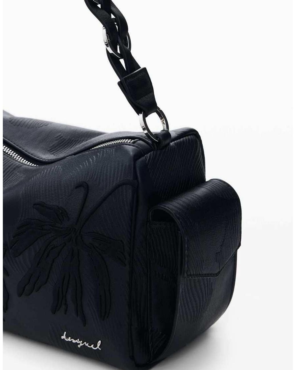 Desigual Black Medium Bag Embroidered Charms