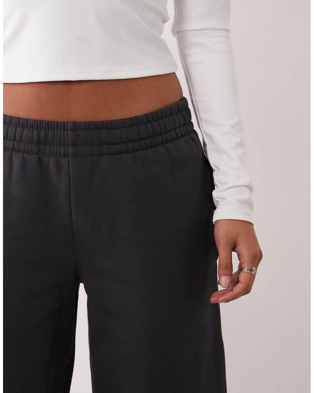 4505 White Petite Rest Day 400Gsm Heavyweight Cotton Wide Leg Joggers