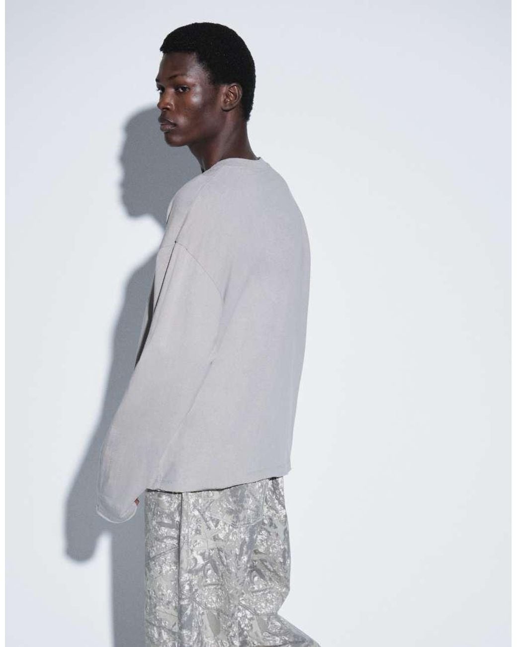 ASOS Blue Boxy Oversized Long Sleeve T-shirt With Text Graphic for men