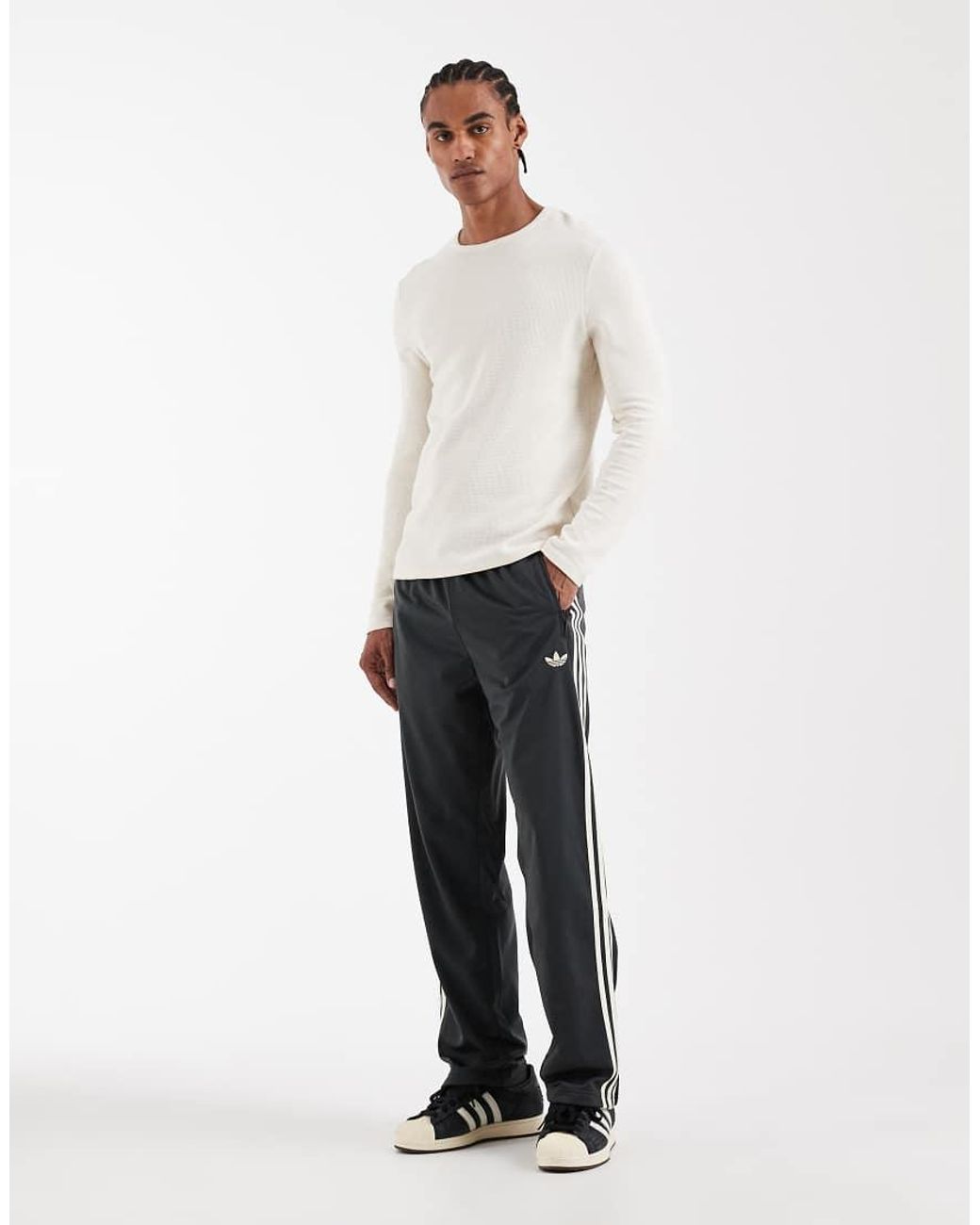 Adidas Originals White Firebird Track Pants for men