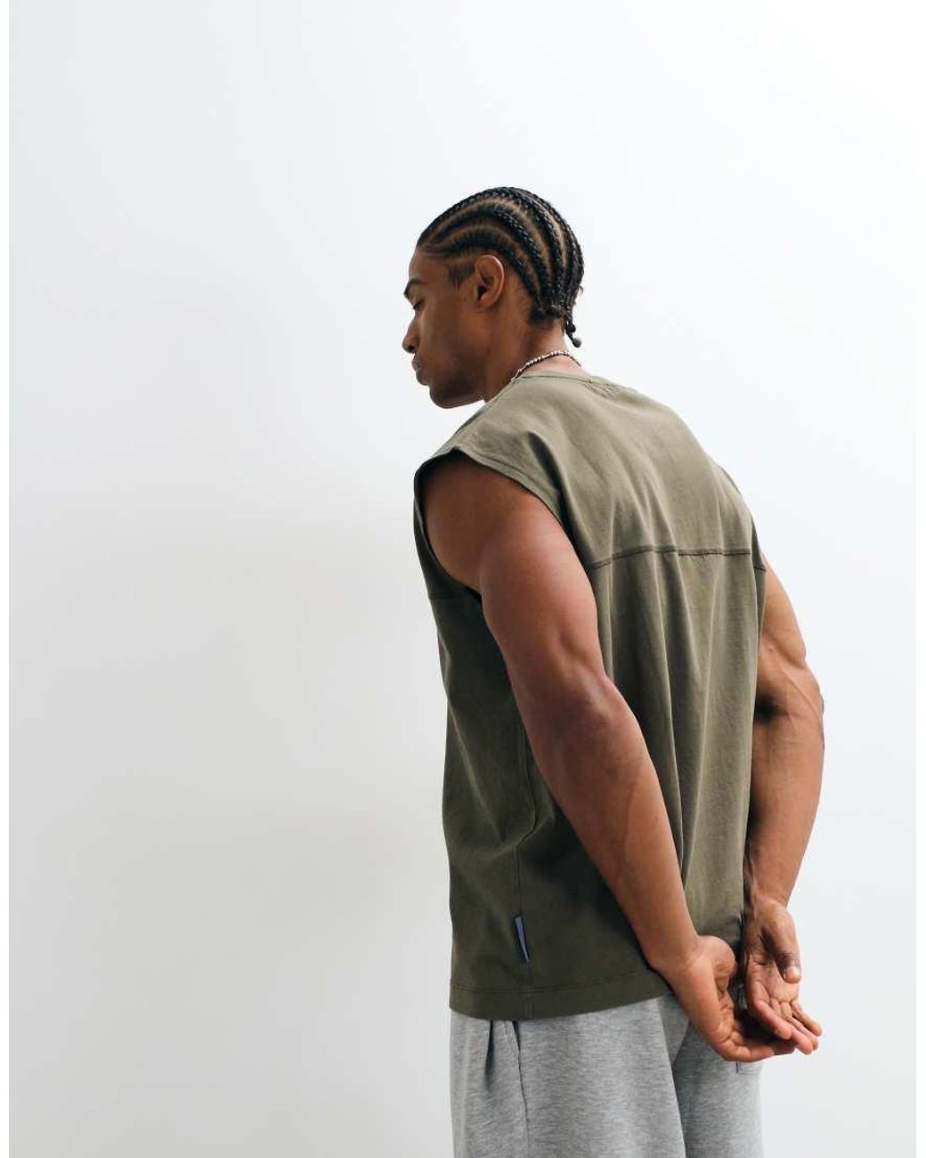 Collusion Green Jersey Tank Top for men