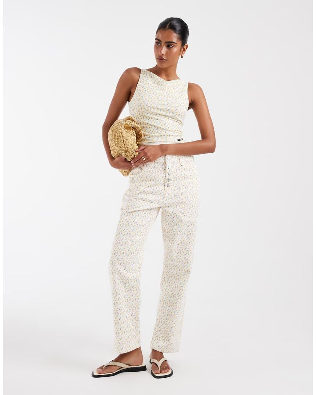 House Of Sunny White Buttercup Jessie Denim Trousers
