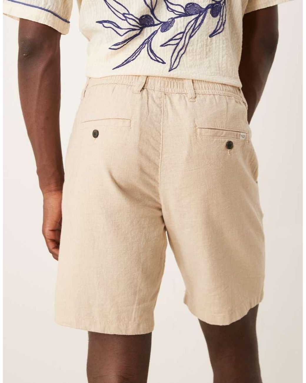 SELECTED Shorts Van Linnenmix in het Natural voor heren