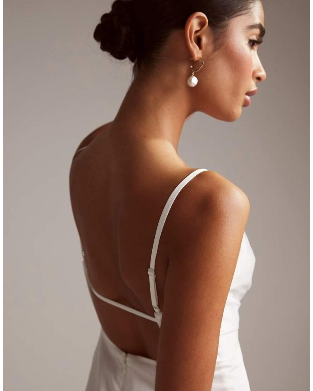 ASOS White Constance Satin Wrap Front Cami Wedding Dress With Low Back In