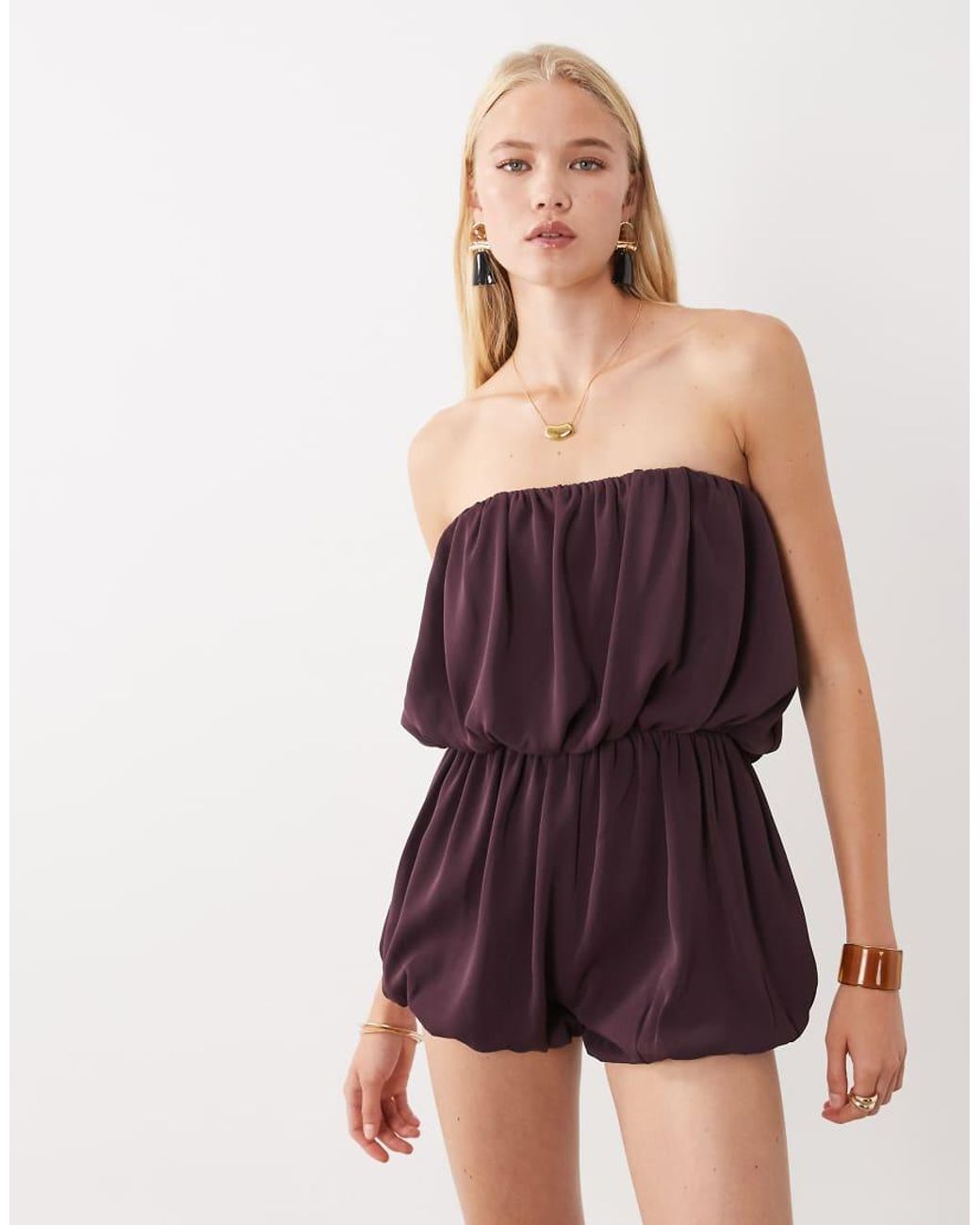 ASOS Purple Satin Bubble Playsuit