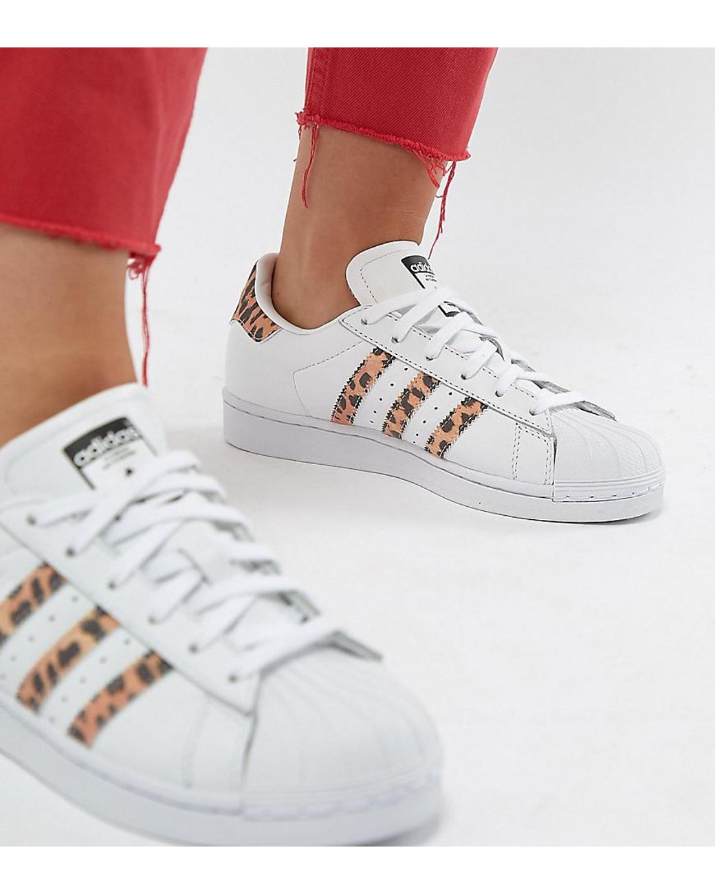 малко клиент Проветрявайте adidas Originals Superstar Sneakers With Leopard Print Trim in Black | Lyst