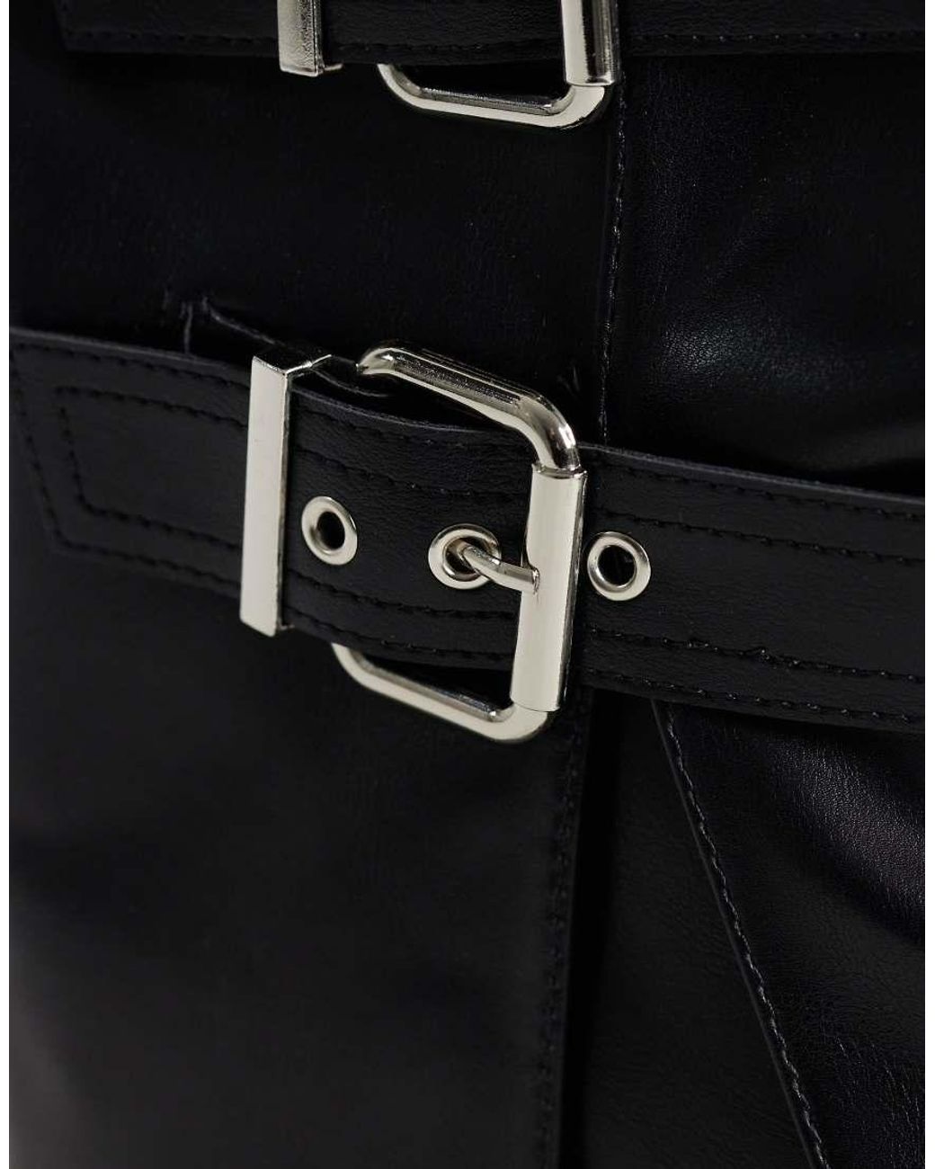 SEQWL Black Twirl Chunky Buckle Boots