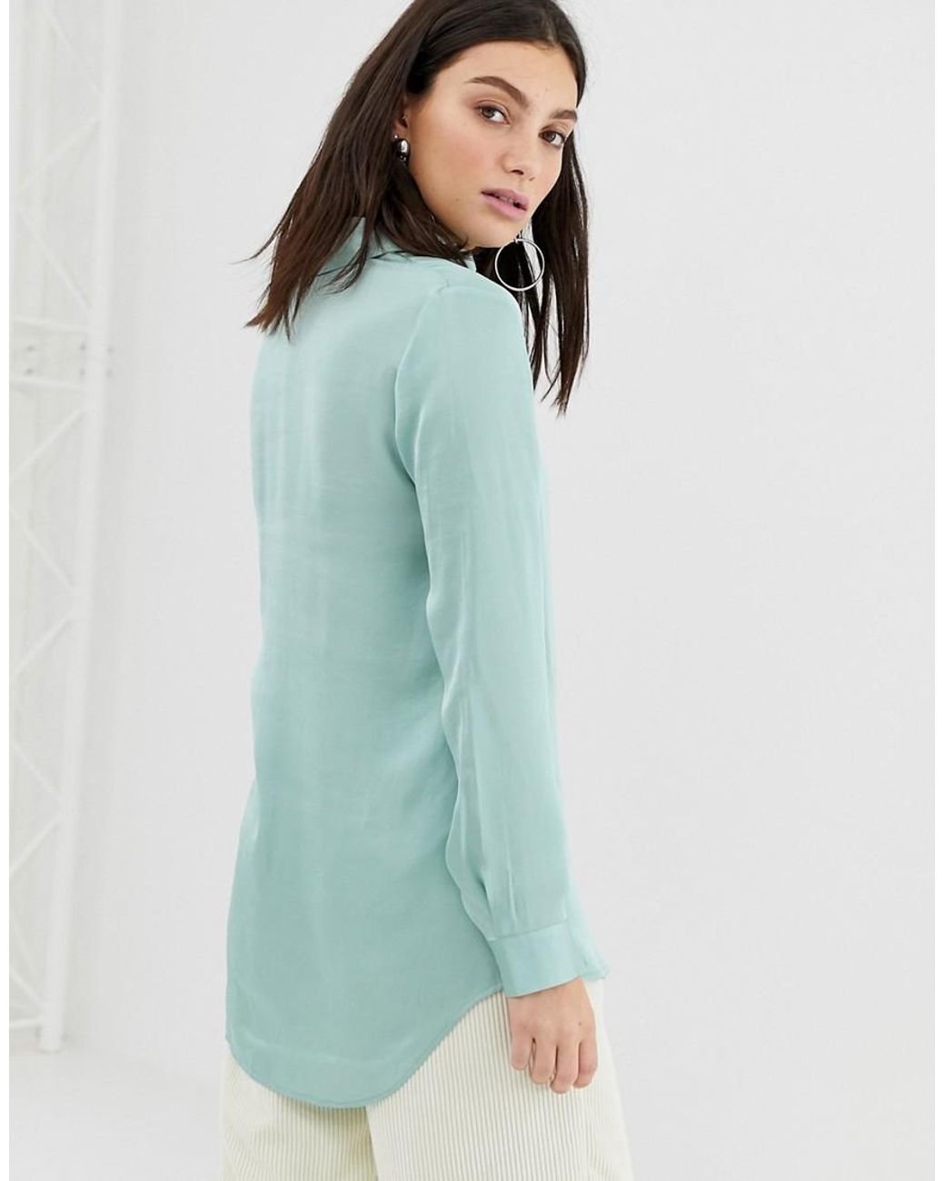 Stradivarius Oversized Satin Shirt In 