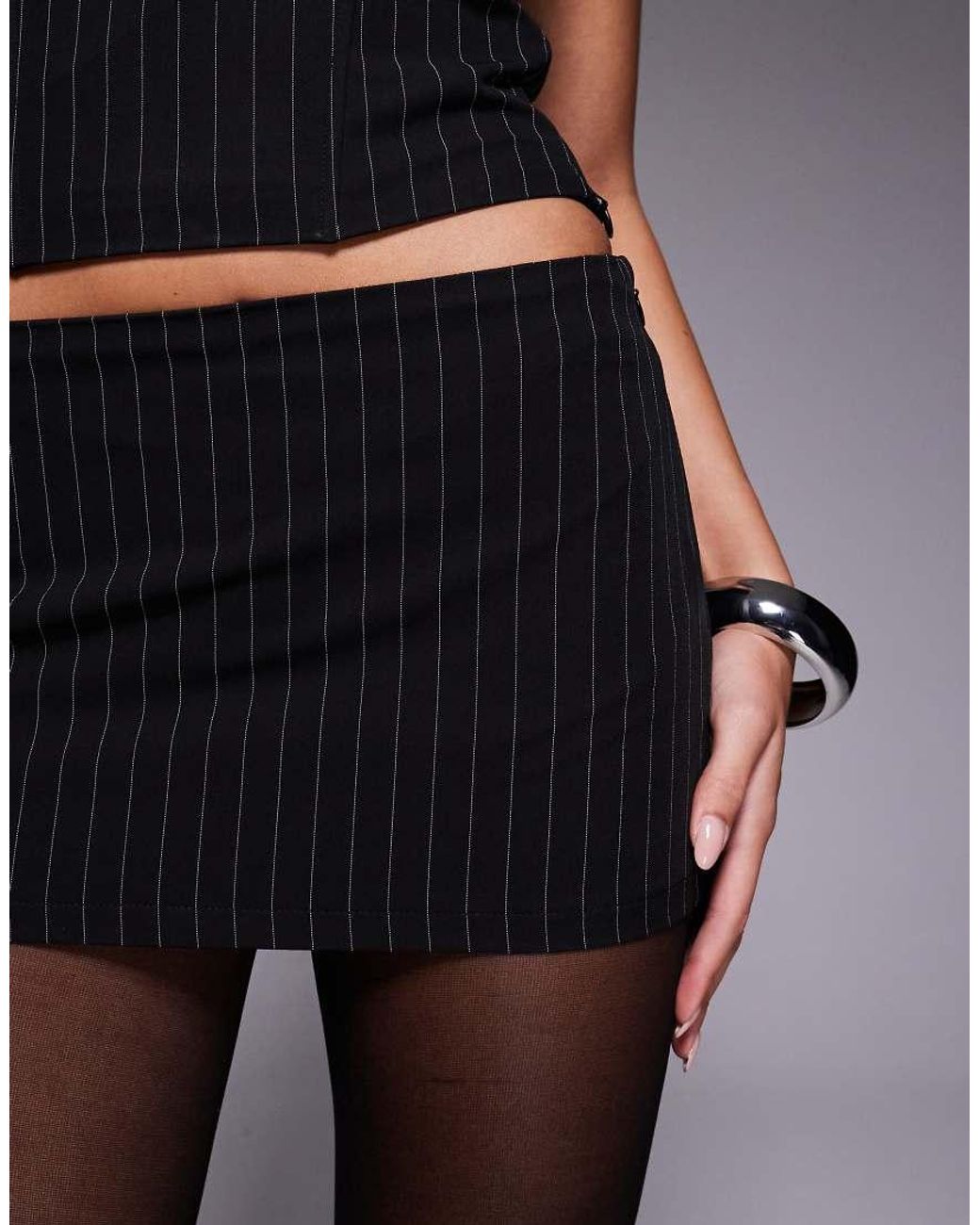 Edikted Gray Maeve Co-Ord Pinstripe Mini Skort