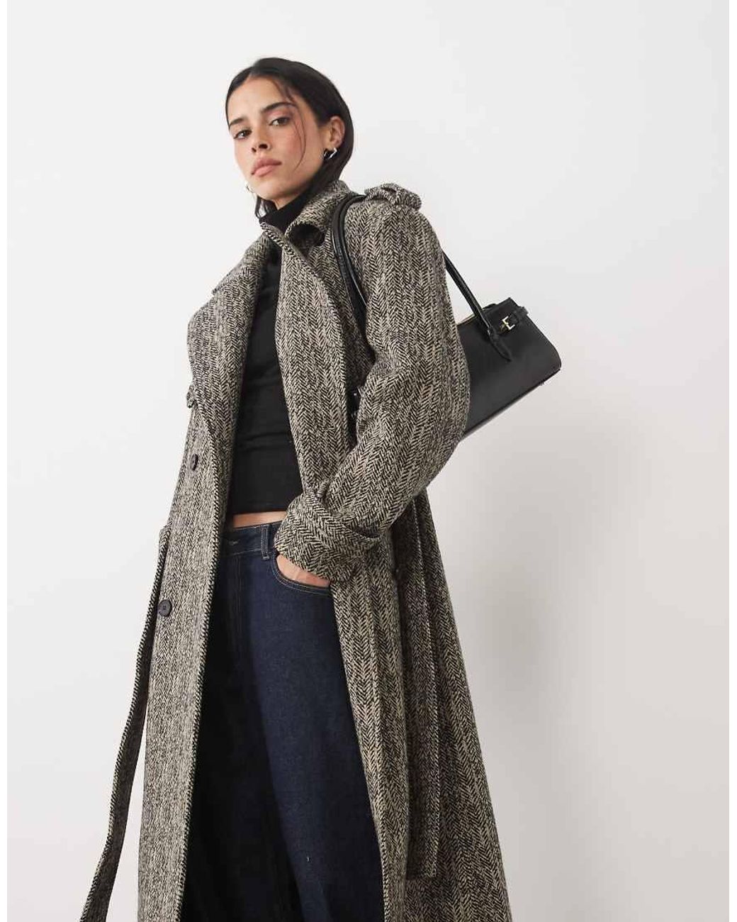 4th & Reckless Multicolor Collared Double Breasted Longline Dressy Coat
