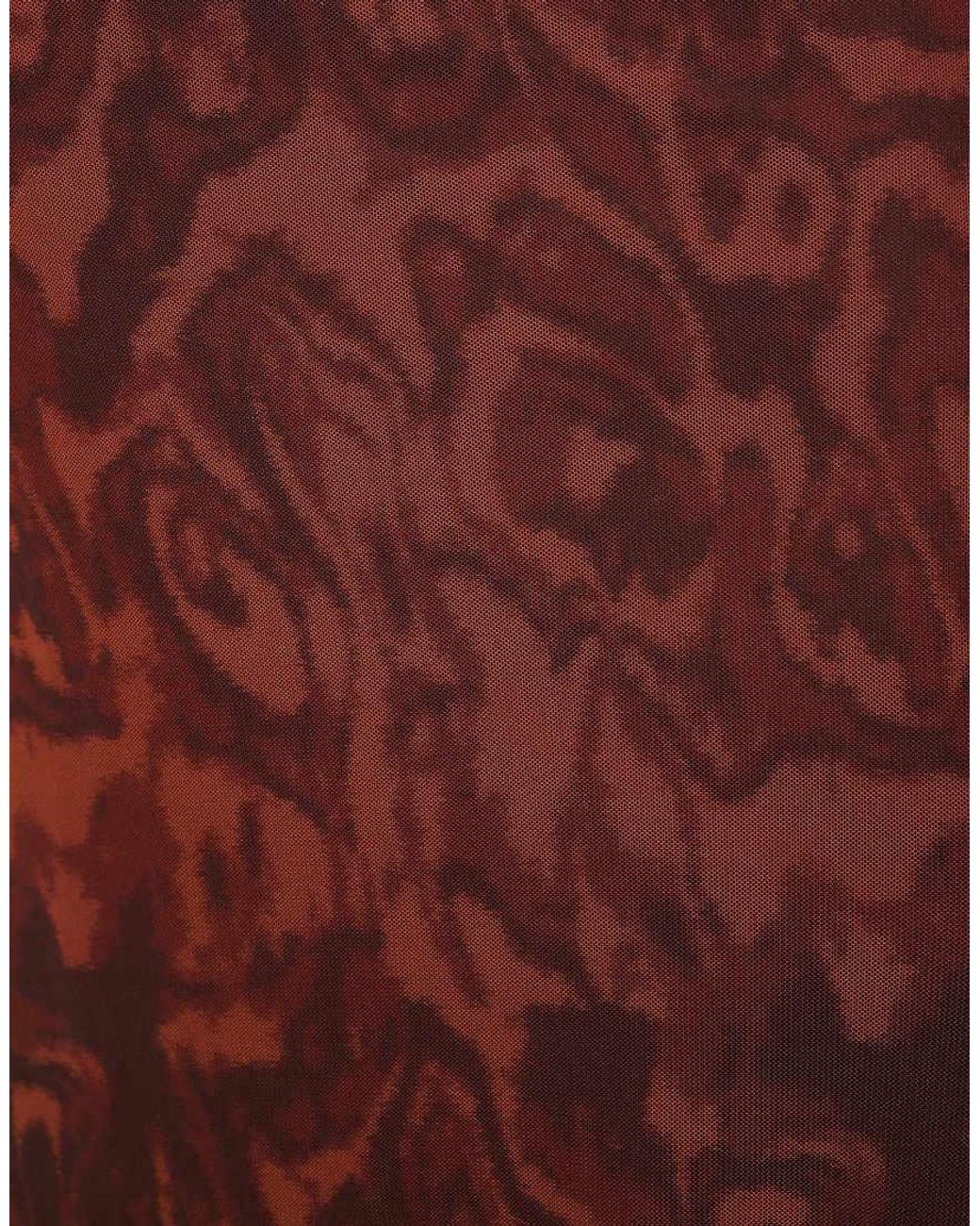 OMNES Red Hollis Maxi Dress Woodgrain Print
