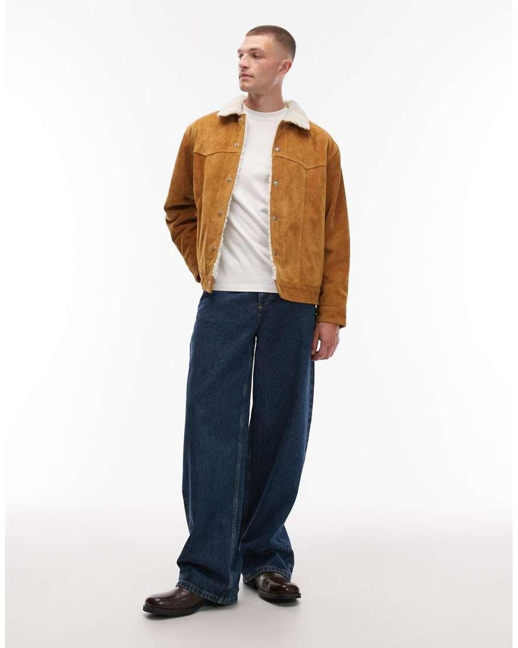 Levi's Blue Western Sherpa Suede Trucker Jacket for men