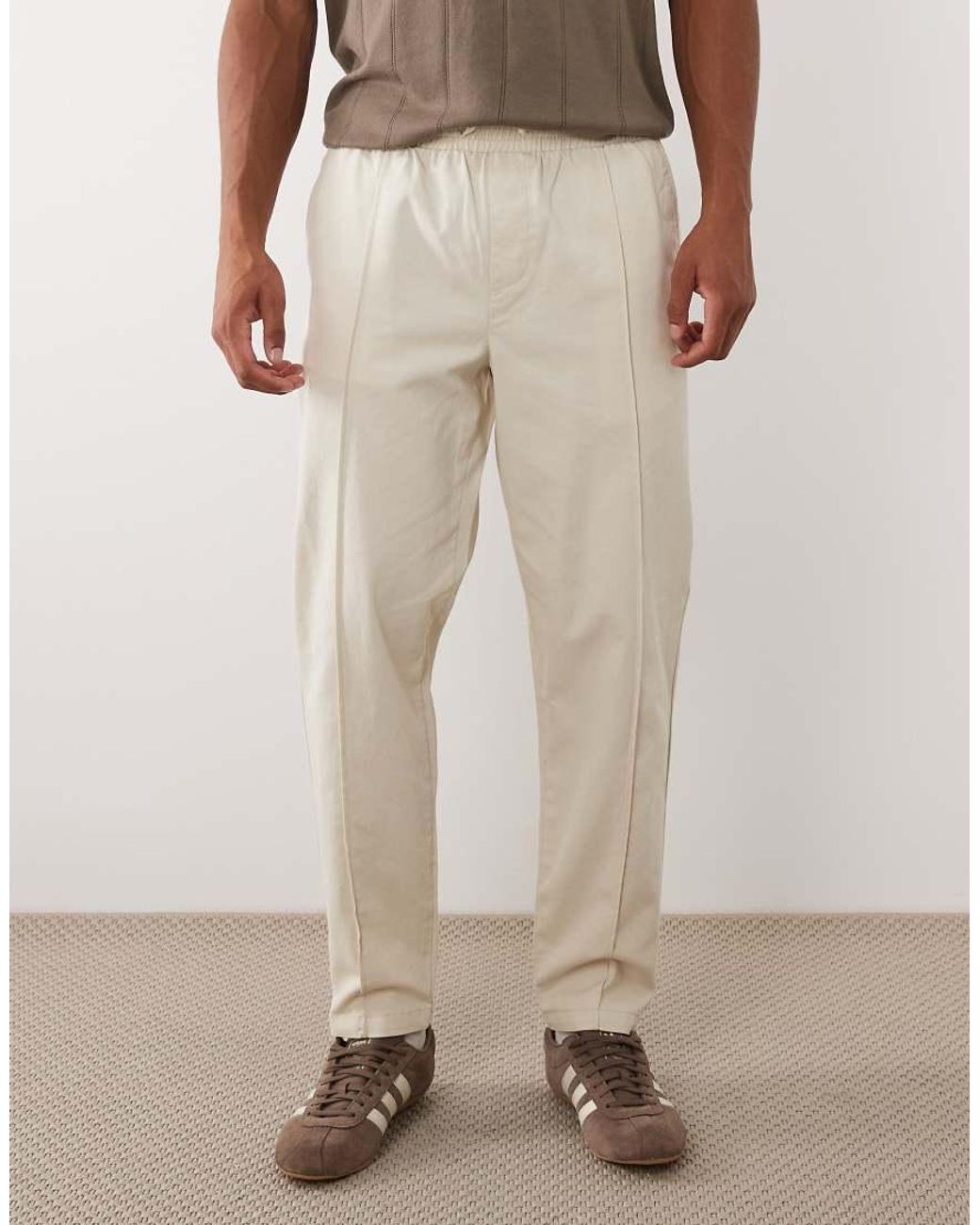 New Look Natural Pintuck Tie Waist Pants for men
