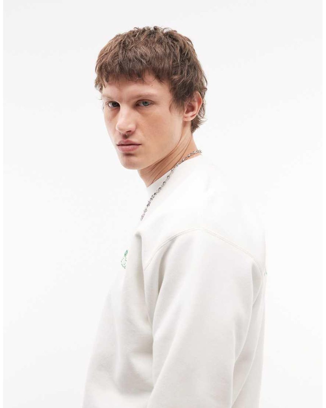 Obey White Tonic Logo Crew Neck Sweatshirt With Back Print for men