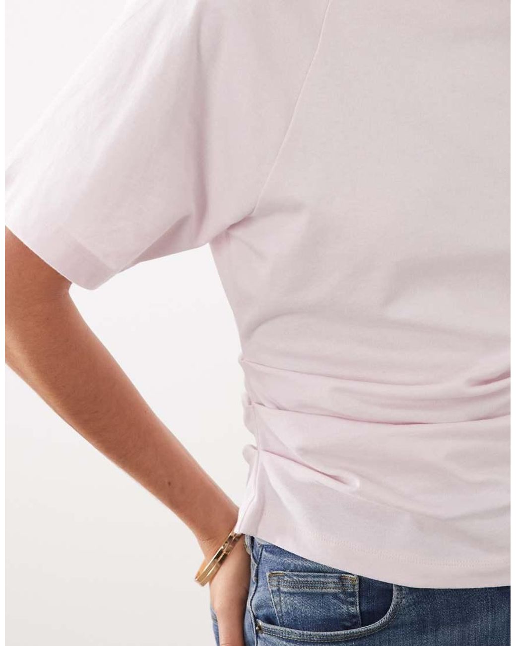 ASOS White Cape Sleeve With Cinched Waist Top