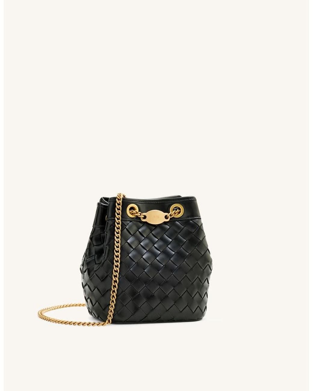 JW PEI Black Yara Hand Woven Bucket Bag
