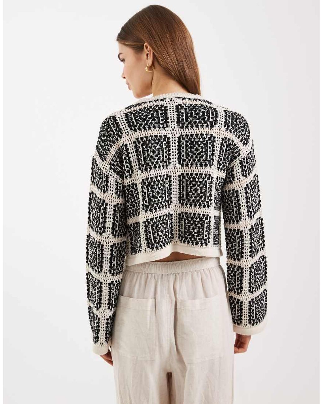 ONLY Black Crochet Knit Tie Front Cardigan