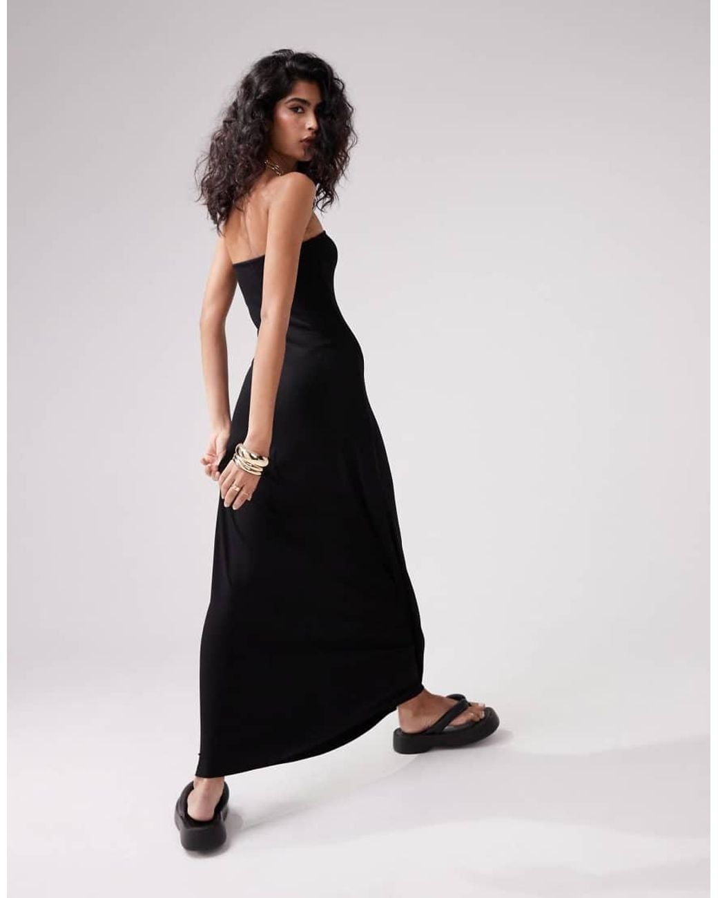 ASOS Black Maxi Dress Bandeau With Full Hem