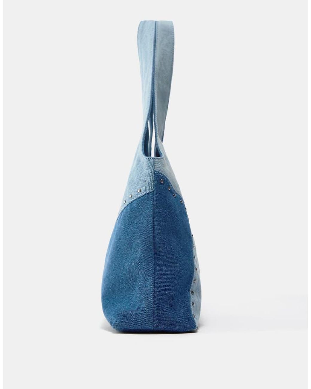 Pull&Bear Blue Patchwork Denim Shopper