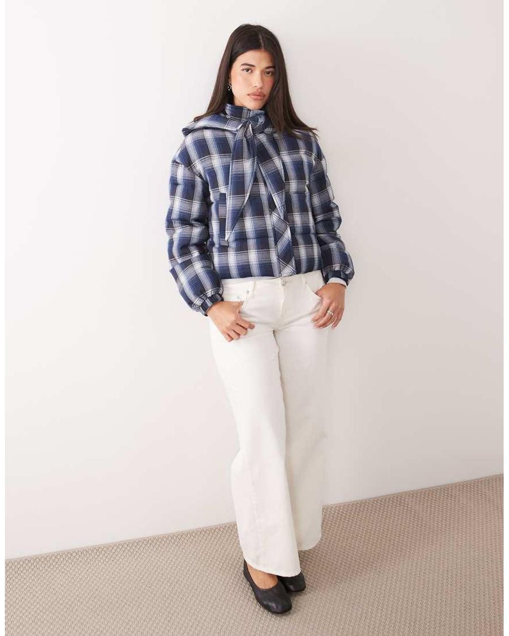The Frolic Blue Exclusive Tie Front Detail Hooded Puffer Jacket
