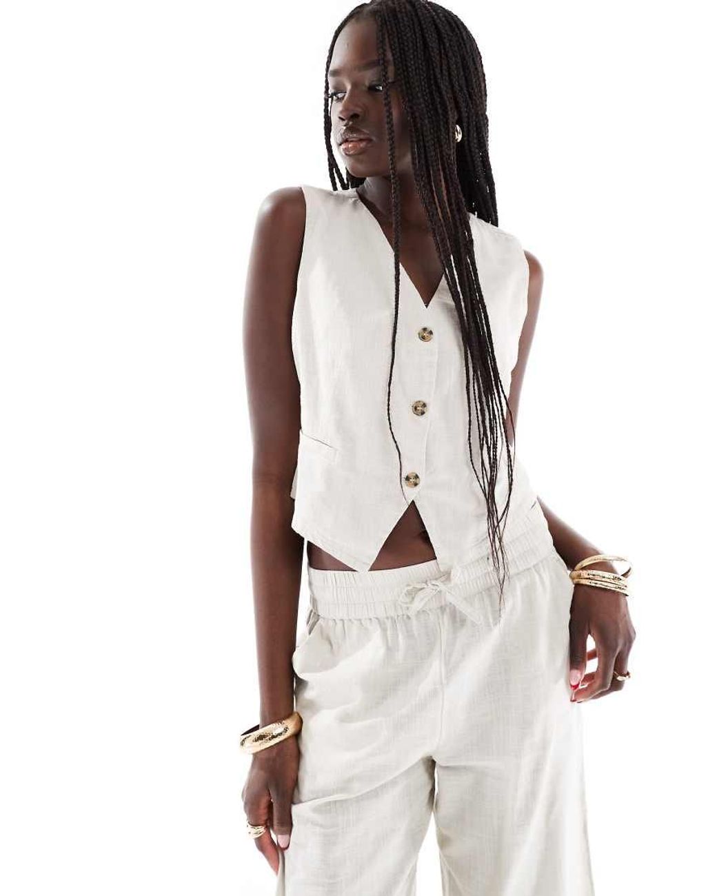Vero Moda White Tailored Waistcoat Co-ord