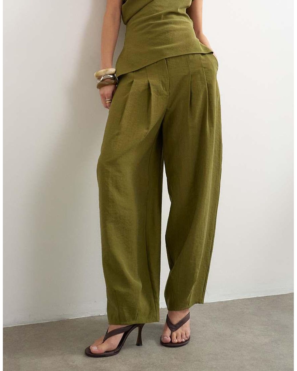 TOPSHOP Green Co Ord Pleated Trouser