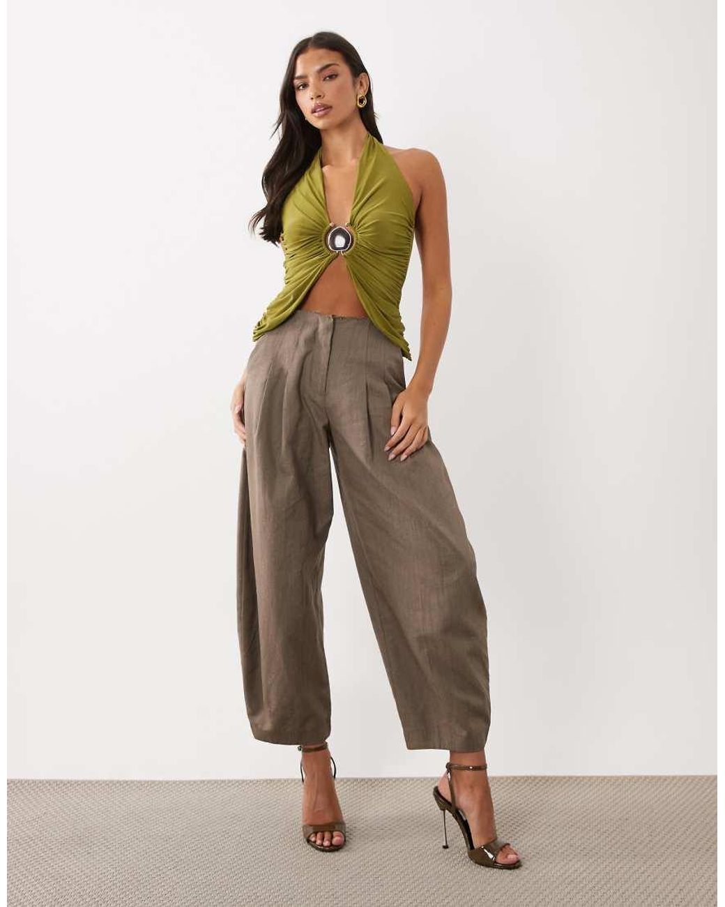 ASOS Green Plunge Top With Hardware Detail
