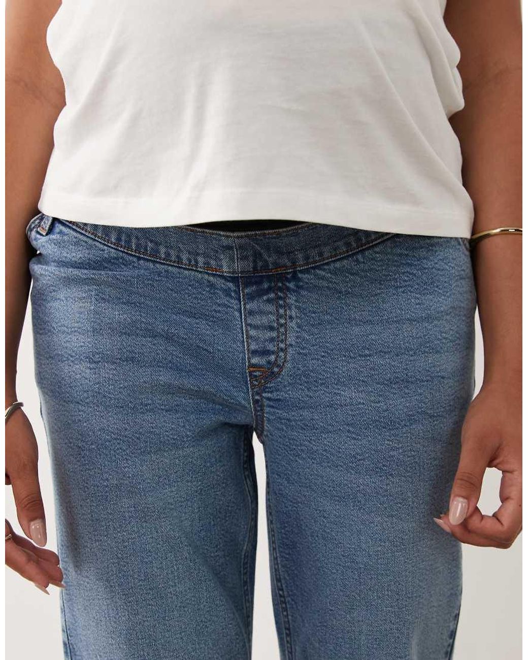 ASOS Blue Asos Design Maternity Slim Fit Mom Jeans