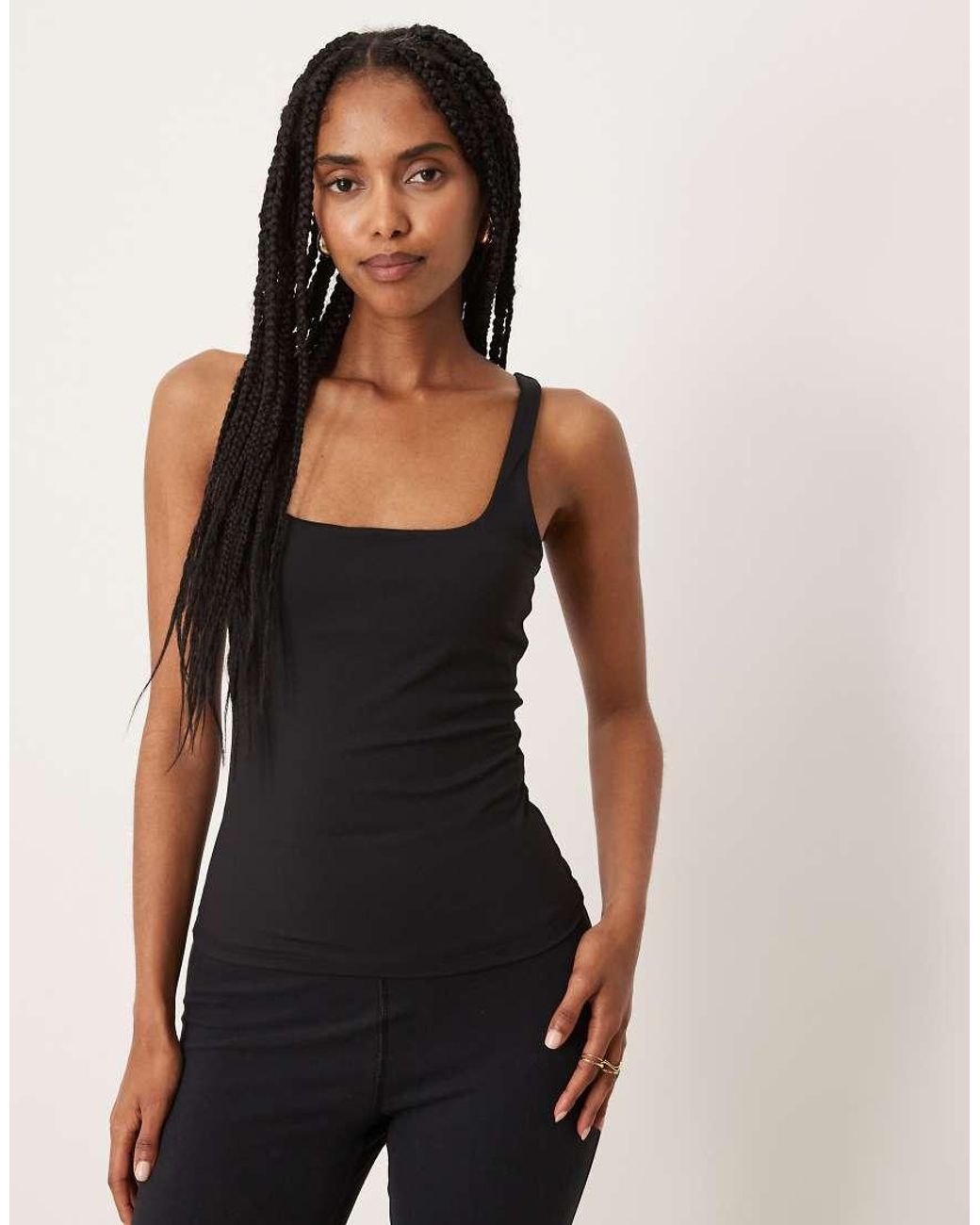 Tala Black Dayflex Built-in Support Essential Square Neck Vest