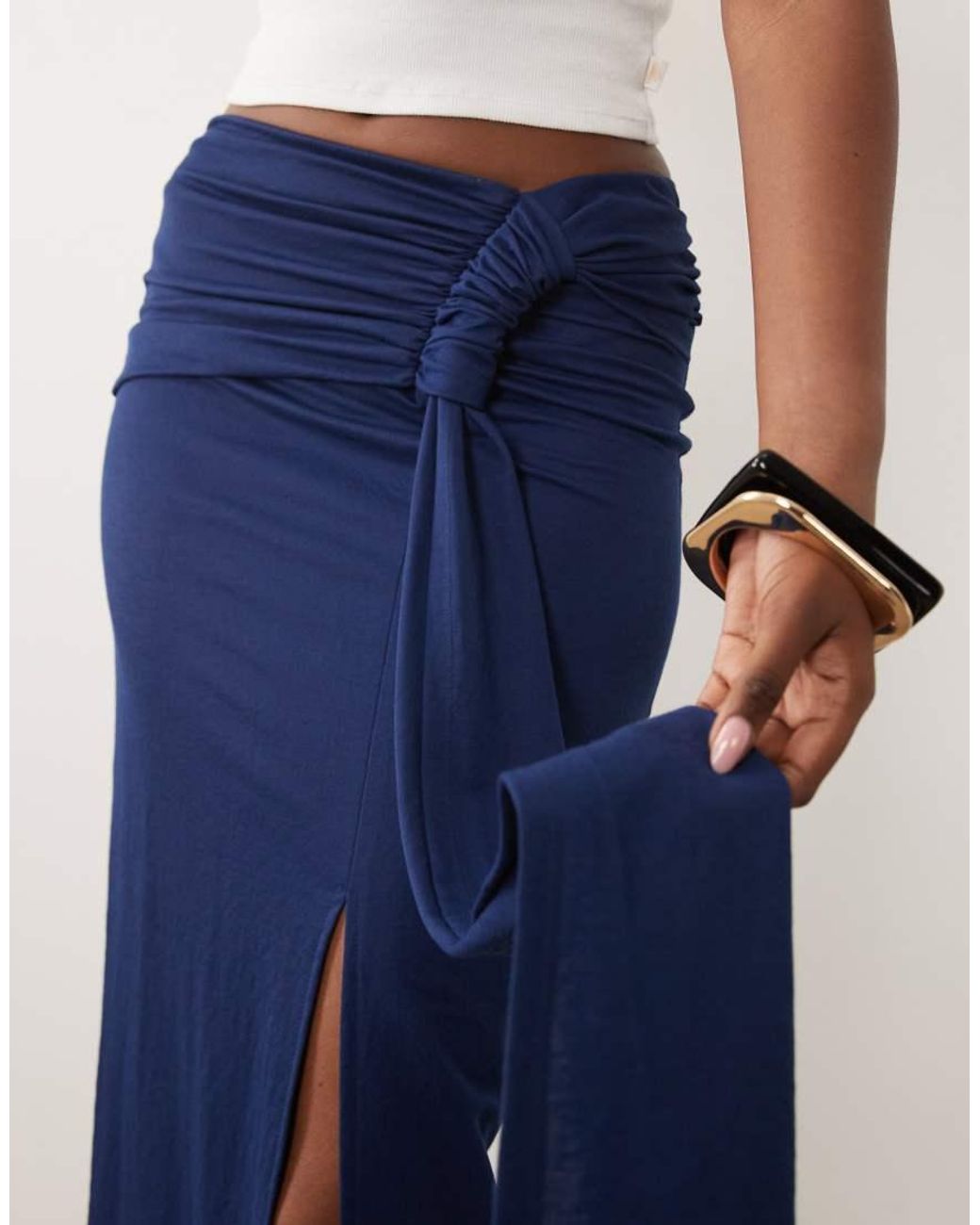 ASOS Blue Gathered Sarong Style Maxi Skirt