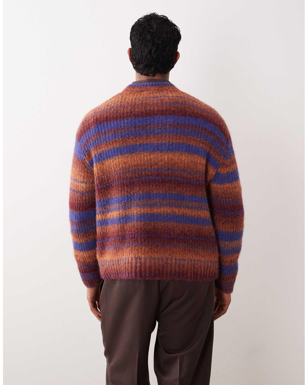 Pull en maille rayée teinte par section Weekday pour homme en coloris Red