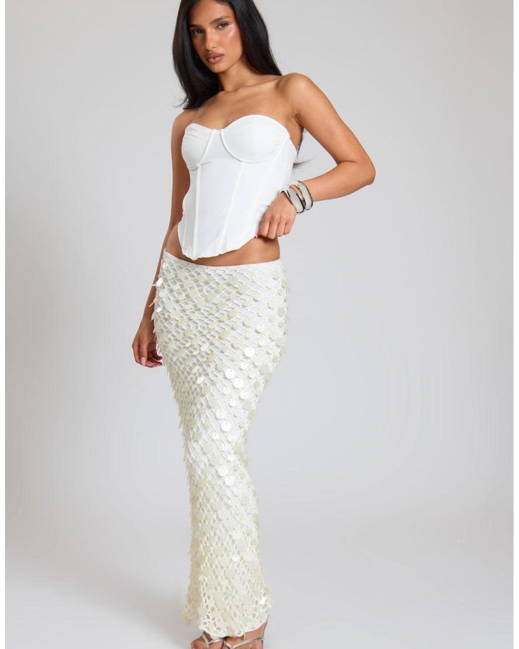 Missy Empire Blue Knit Shell Maxi Skirt