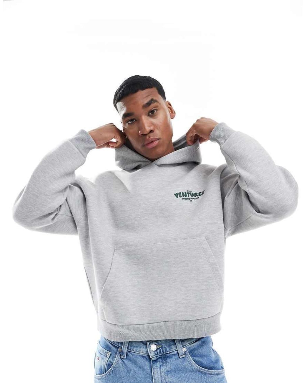 ASOS Blue Oversized Boxy Scuba-style Fabric Hoodie With Text Graphic for men