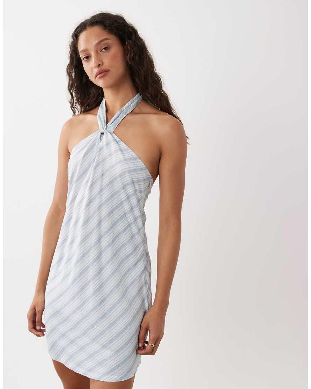 Cotton On White Linen Halterneck Dress