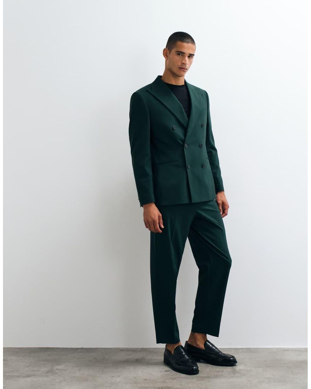 ASOS Green Regular Double Breasted Suit Blazer for men