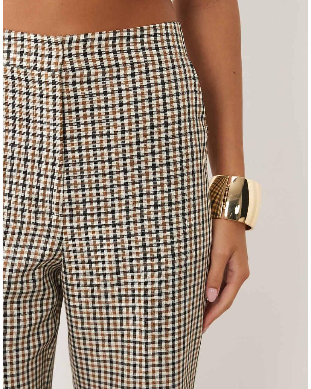 ASOS Natural Plaid Tailored Pants - Part Of A Set