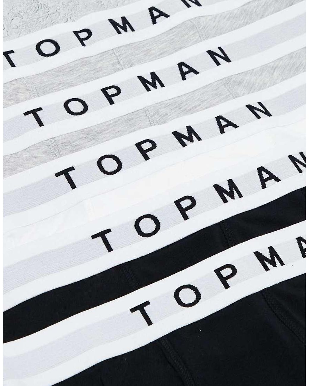 Pack De 5 Calzoncillos De Color Negro, Gris Jaspeado Y Blanco Con Cinturillas Blancas De Topman de hombre de color White