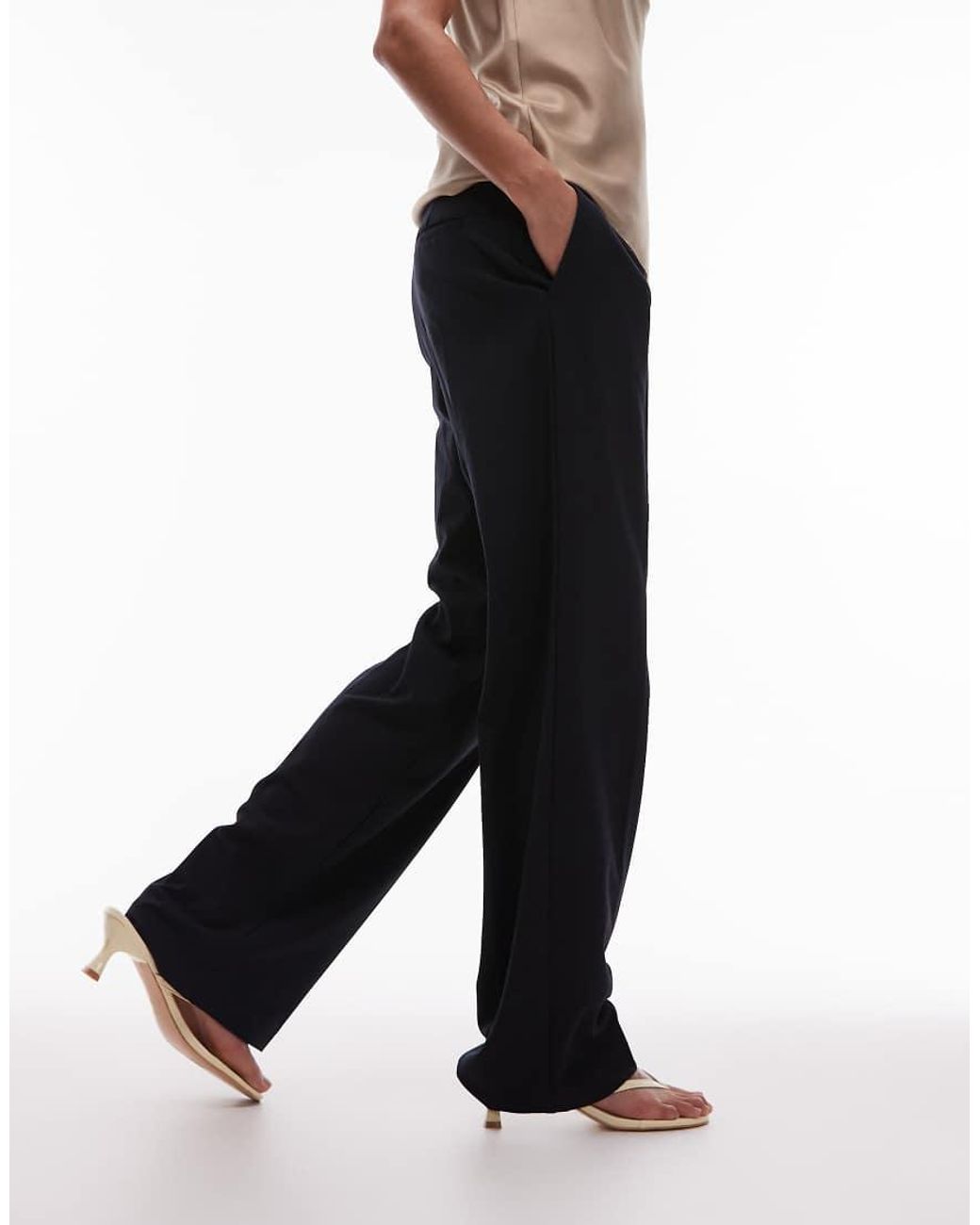 Mango Black Pleat Front Straight Leg Trouser