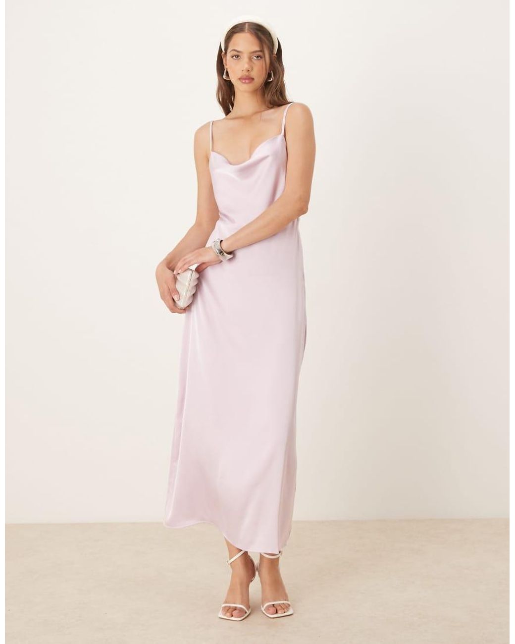 Vila Purple Satin Cowl Neck Maxi Dress