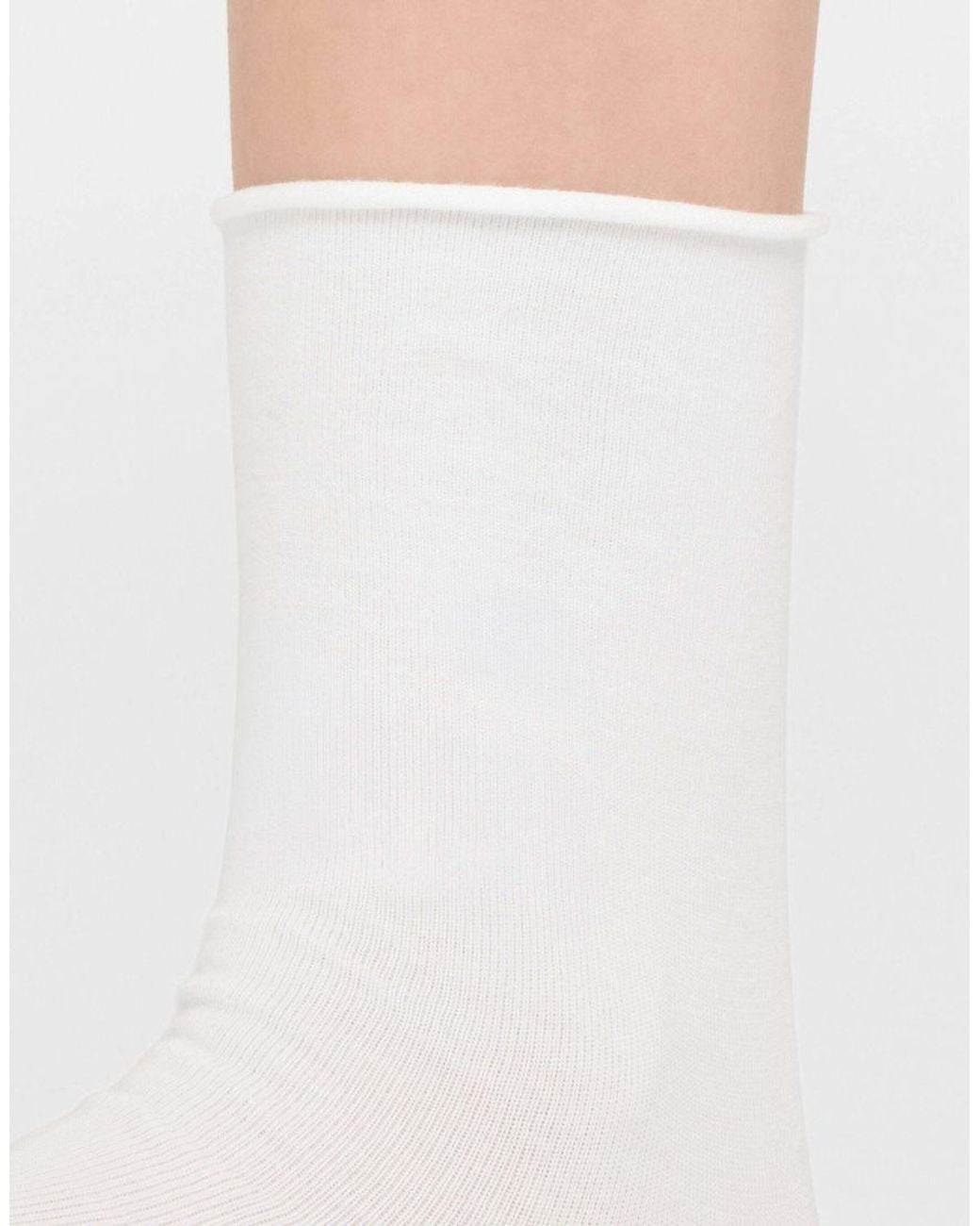 Calzedonia White Non-Elastic Cotton Ankle Socks