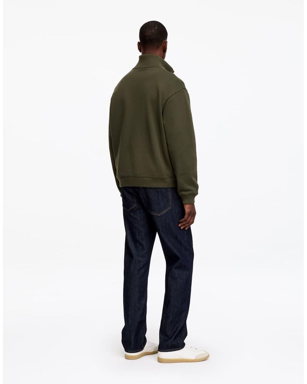 ARKET Green Half Zip Funnel Neck Sweat for men
