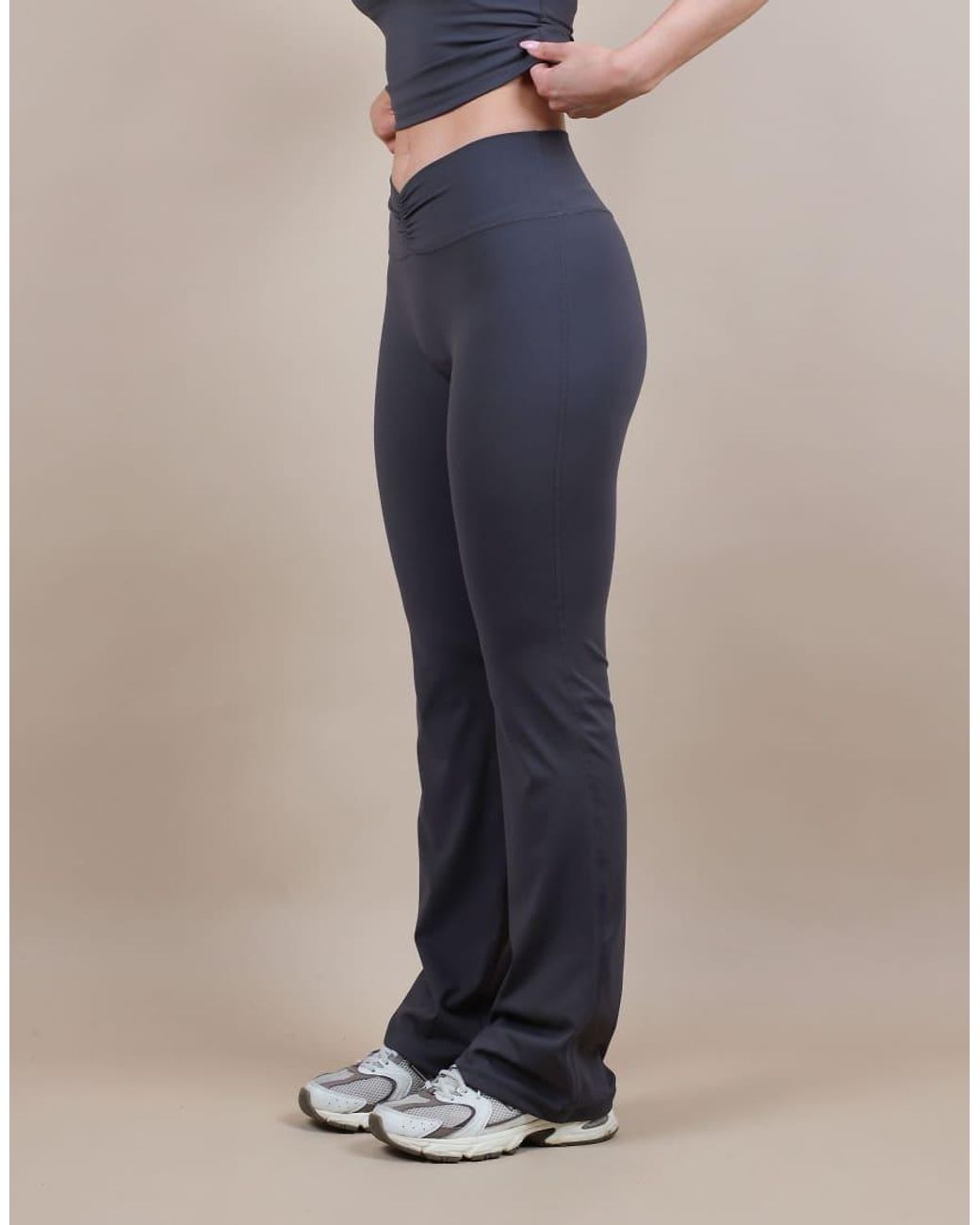 SIMMI Blue Ruched Front Flared Leggings