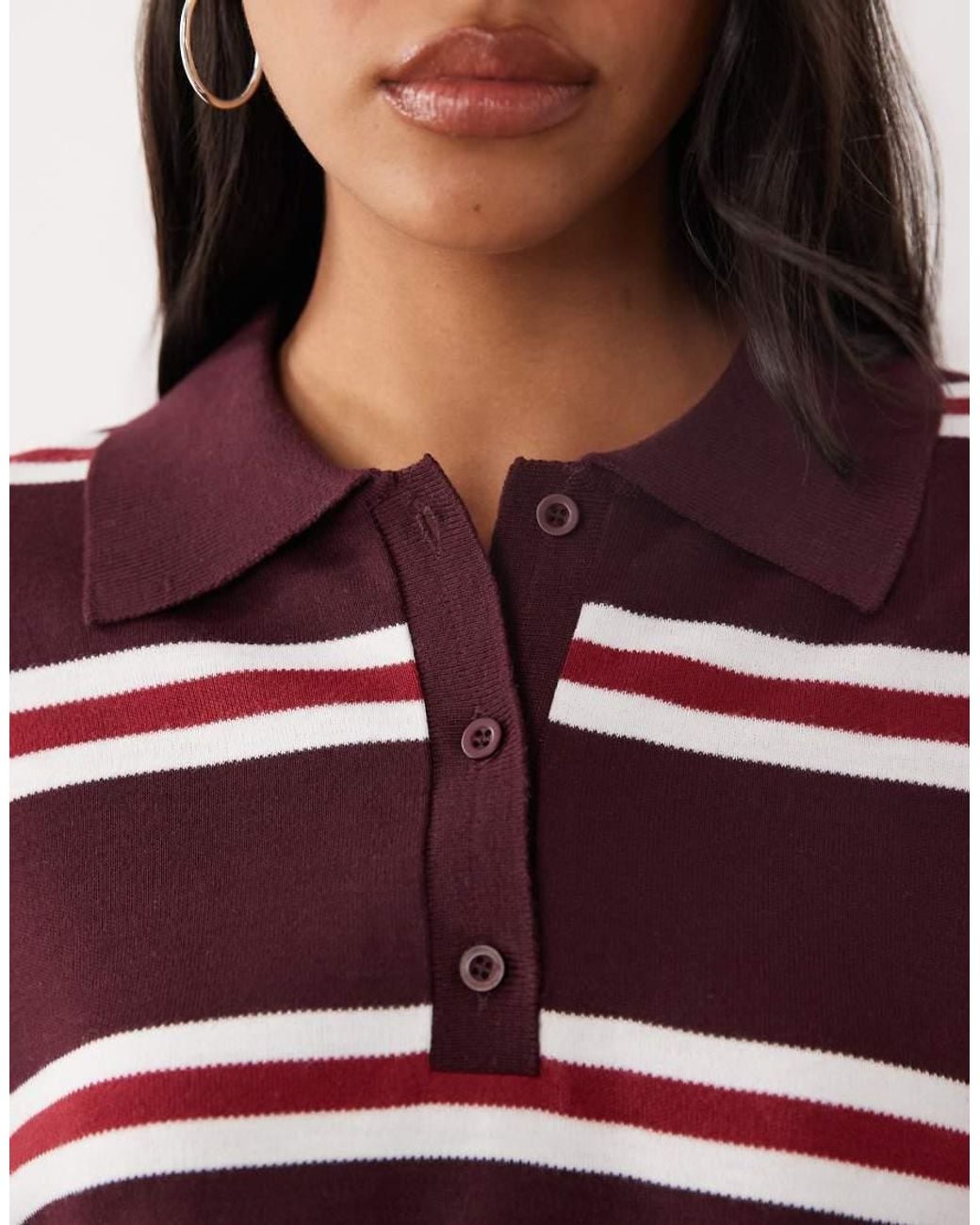 Brave Soul Brown Knit Polo Top