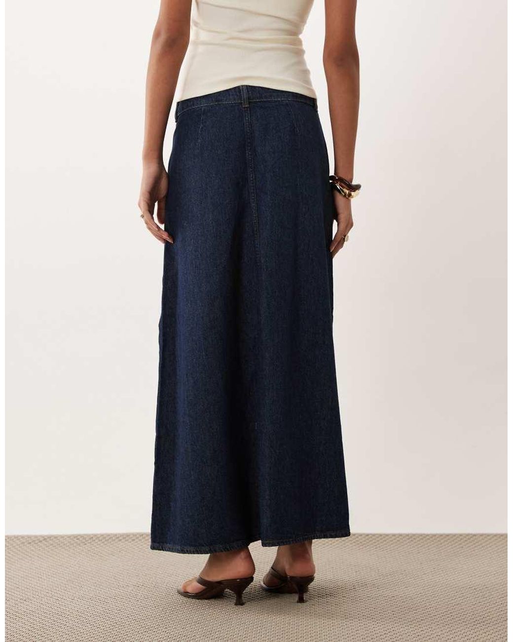 Vila Blue A Line Denim Maxi Skirt