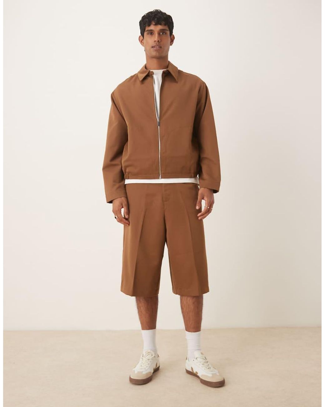 ASOS Brown Smart Co-Ord Oversized Blouson Jacket for men