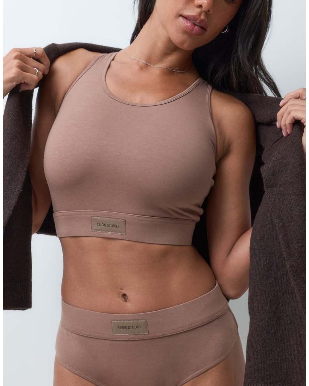 RIEN STUDIO Brown Fuller Bust Chill With Me Bralet