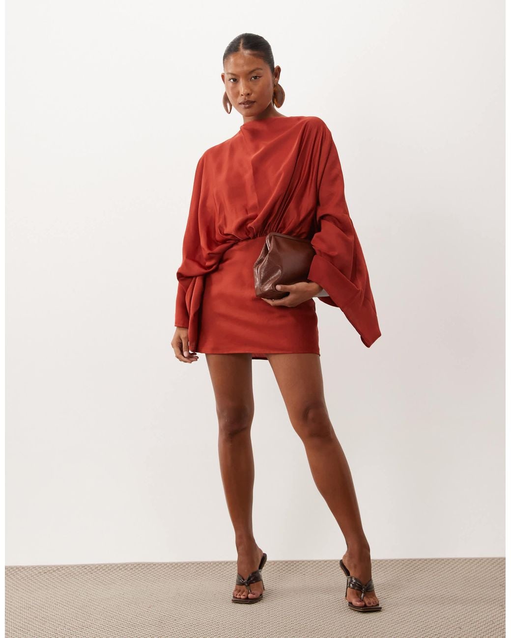 ASOS Asos Design Petite Cape Sleeve Open Back Mini Dress With Tassels ...